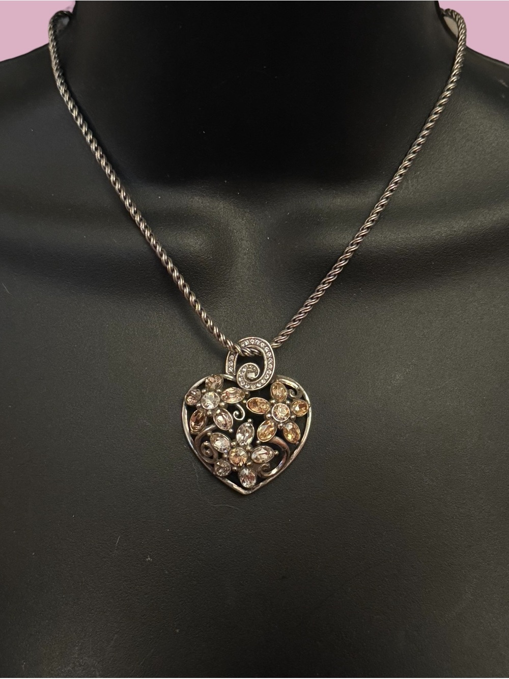 Brighton Garden of Dreams crystal floral heart pendant necklace
